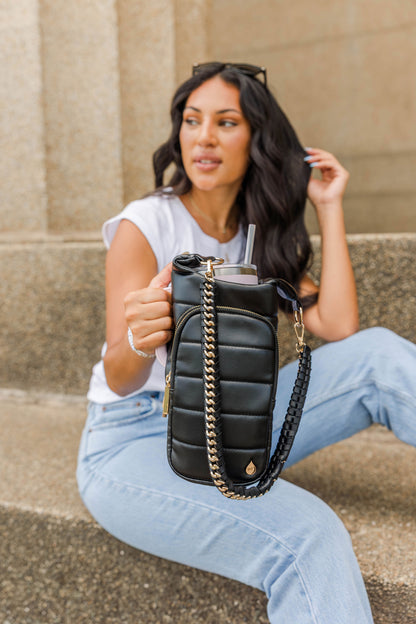 HydroBag® HANDLE®- Black Vegan Leather with Strap Bundle