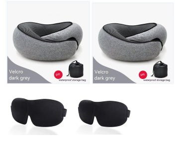 Travel U-shaped Memory Cotton Neck Pillow With Sleep Mask - Durable & Plush