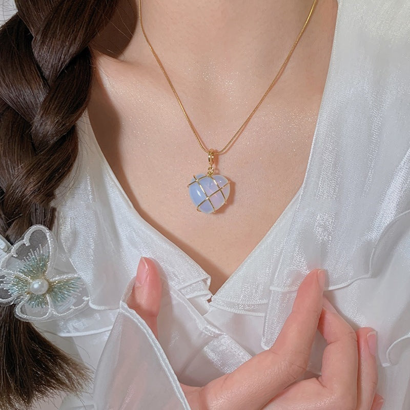 Barbie Dream Heart Moonstone Necklace – Kawaii Princess Jewelry  Once upon a sparkle, a tiny heart escaped from a cartoon princess’s diary and landed softly around your neck