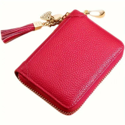 Mini Credit Card Holder For Women RFID Blocking Zipper Coin Purse Large Capacity