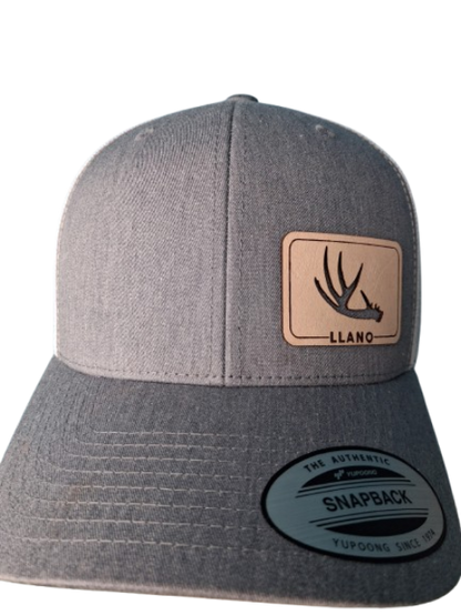 Llano Deer Antler Leather Patch Yupoong Snapback Hat – Heather Grey