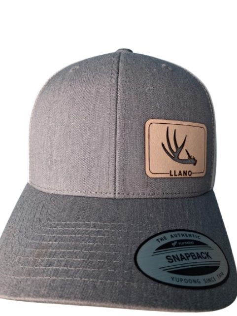 Llano Deer Antler Leather Patch Yupoong Snapback Hat – Heather Grey
