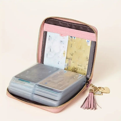 Mini Credit Card Holder For Women RFID Blocking Zipper Coin Purse Large Capacity