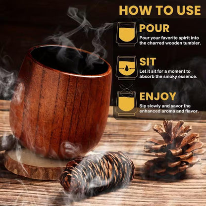 Burnt Wood Bourbon Whiskey Glass, Vintage Style, Ideal Gift For Men - Classic Vintage Style