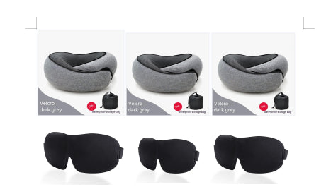 Travel U-shaped Memory Cotton Neck Pillow With Sleep Mask - Durable & Plush