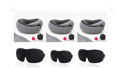 Travel U-shaped Memory Cotton Neck Pillow With Sleep Mask - Durable & Plush