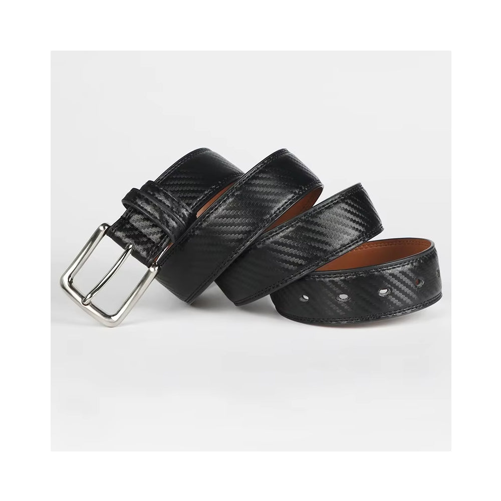 Genuine Leather Business Belt for Men & Boys – Swivel Pin Buckle, Classic Retro Style