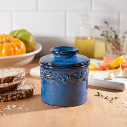 Denim Blue Antique Butter Bell Crock - Reactive Glaze