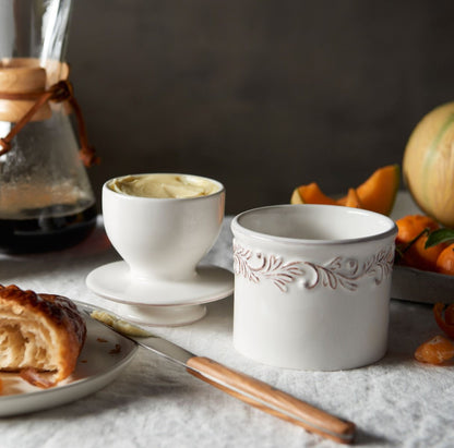 White Linen Antique Butter Bell Crock