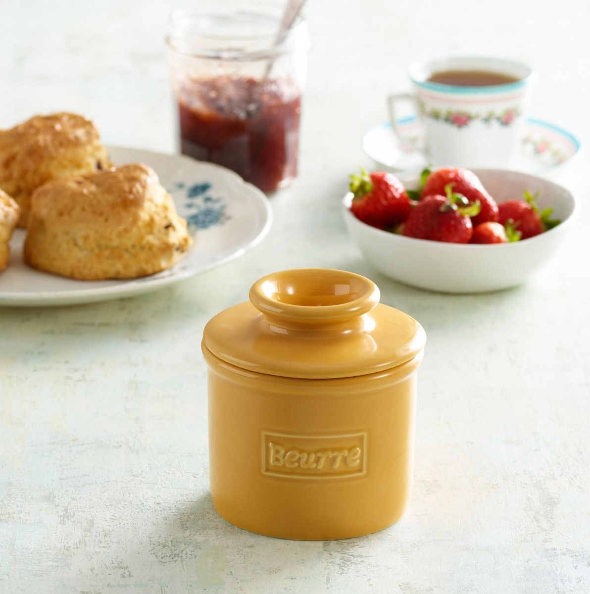 Golden Yellow Cafe Retro Butter Bell Crock