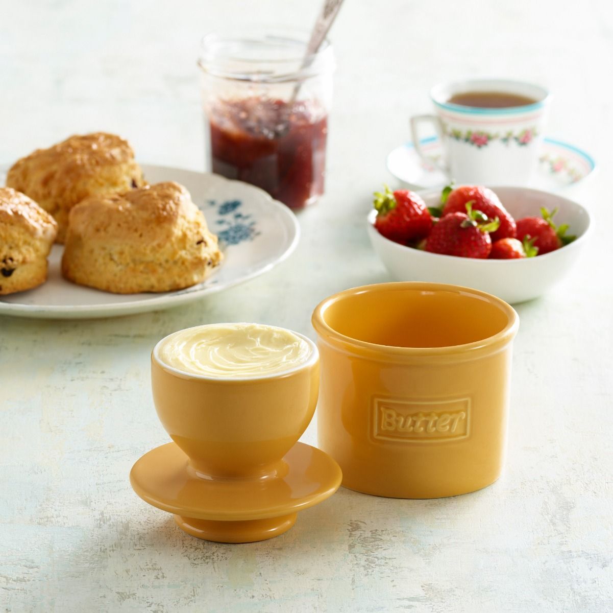 Golden Yellow Cafe Retro Butter Bell Crock