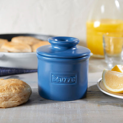 Navy Matte Cafe Butter Bell Crock
