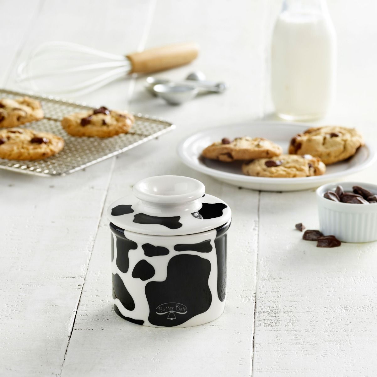 Black & White Cow Pattern Butter Bell Crock