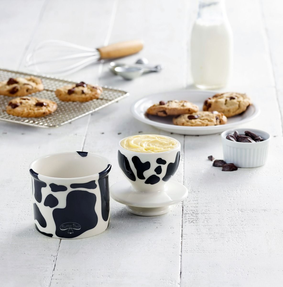 Black & White Cow Pattern Butter Bell Crock