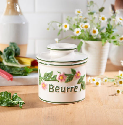 The Original Hand Painted Raised Floral Butter Bell Crock