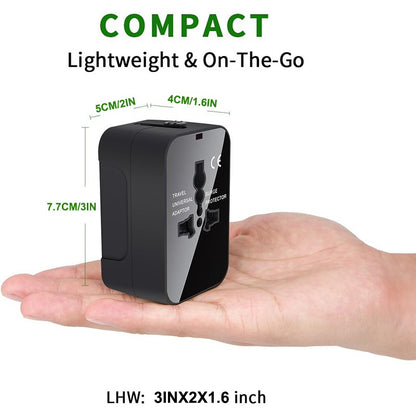 Travel Adapter With USB C, Universal All In One Worldwide  AC Power Plug Adapter USB Type C Charging For USA EU UK AUS