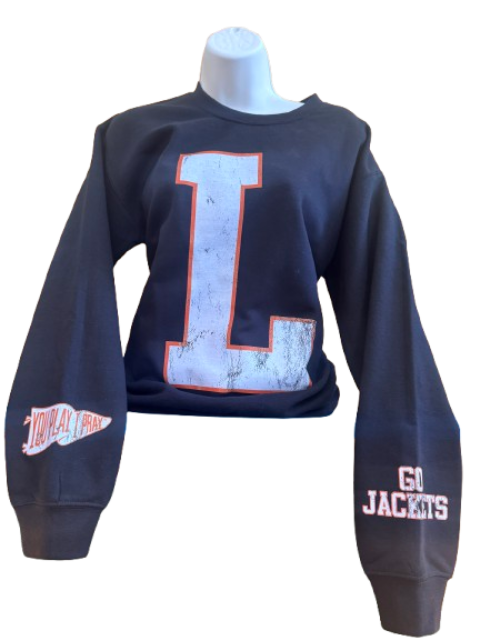 Llano Block "L" Sweatshirt – Black Long Sleeve Crewneck
