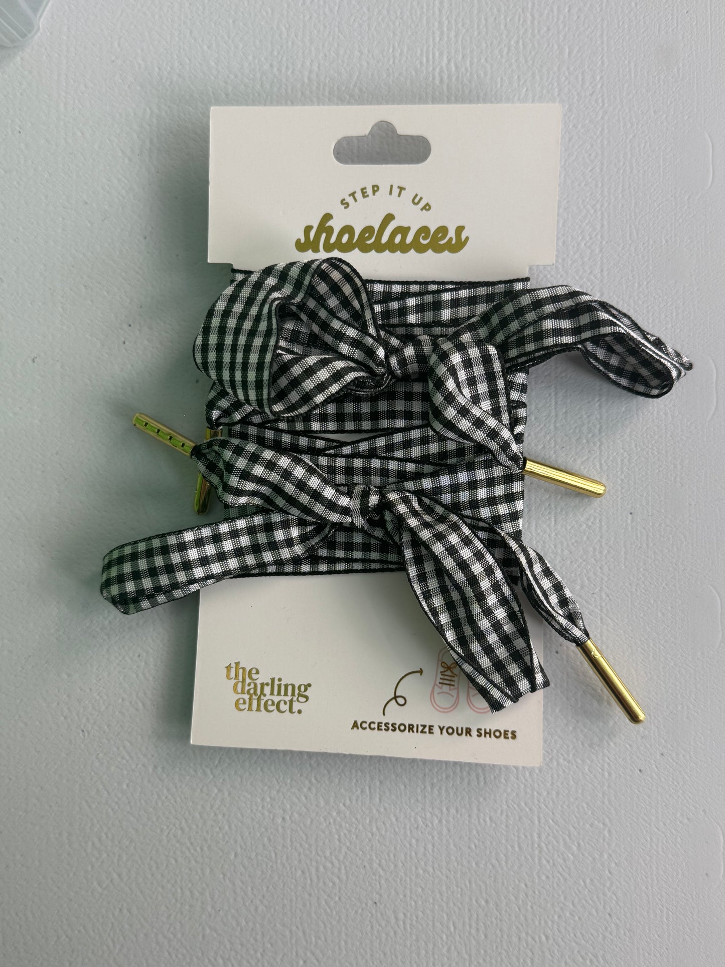 Step It Up Gingham Ribbon Shoelaces – Black & Orange