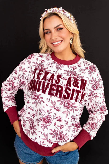 Brianna Cannon Texas A&M Floral Toile Sweatshirt