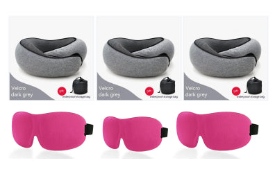 Travel U-shaped Memory Cotton Neck Pillow With Sleep Mask - Durable & Plush