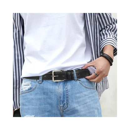 Genuine Leather Business Belt for Men & Boys – Swivel Pin Buckle, Classic Retro Style