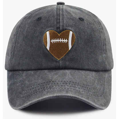 Football Heart Baseball Cap – Unisex Vintage Washed Hat for Football Fans