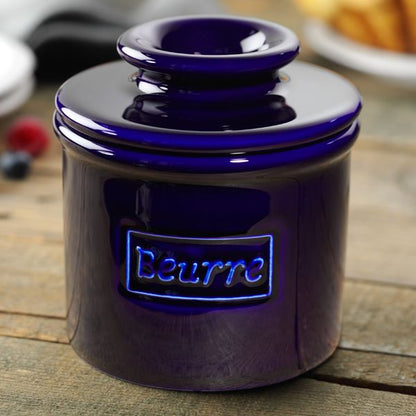 Cobalt Blue Cafe Retro Butter Bell Crock