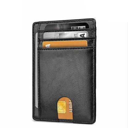 Men’s Slim Leather Wallet – RFID Blocking Credit Card Holder with ID & Money Pocket (PU Leather, USA)