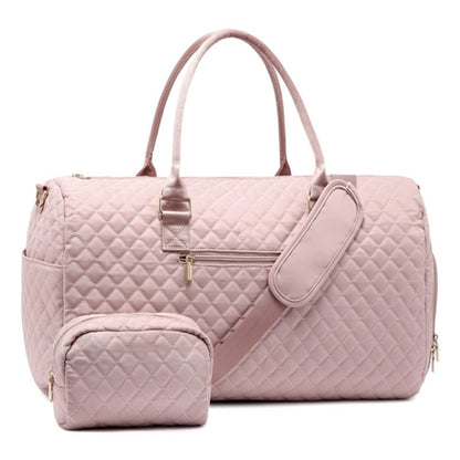 Women’s Quilted Travel Baggage Carousel Wash Bag – Retro Plaid Travel Set