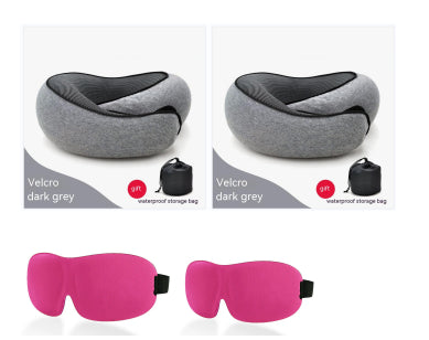 Travel U-shaped Memory Cotton Neck Pillow With Sleep Mask - Durable & Plush