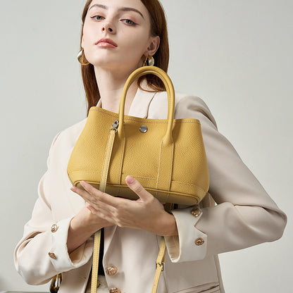Genuine Leather Women's Crossbody Handbag – Soft Structure, Bold Color