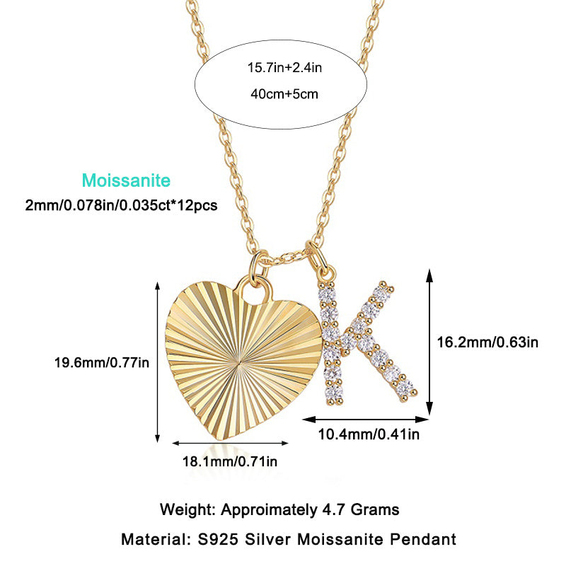Heart Of Hearts Luxurious Fashion Diamond Pendant Necklace Set With Moissanite Diamond Silver Ornaments