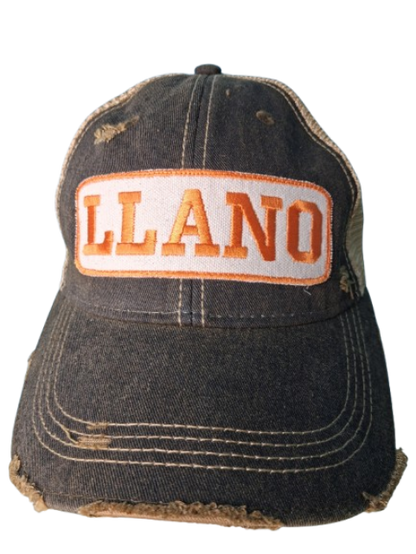 Llano Distressed Embroidered Patch Trucker Hat – Charcoal & Orange