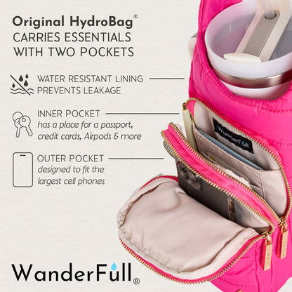 HydroBag® Handle®- Bright Pink with Pink and Green Striped Strap
