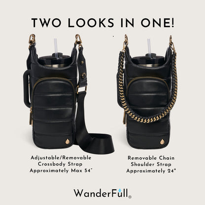 HydroBag® HANDLE®- Black Vegan Leather with Strap Bundle
