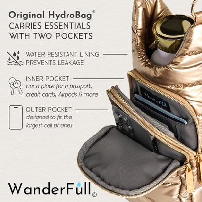 Gold Shiny HydroBag® with Solid Matching Strap
