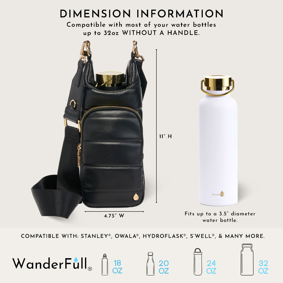 Black Vegan Leather HydroBag® with Strap Bundle
