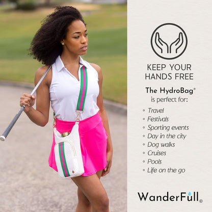 HydroBag® HANDLE®-White Coated Perforated Neoprene HydroBag® with Pink/Green Stripe