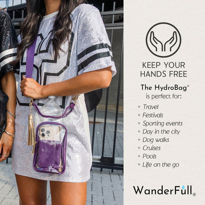 Clear HydroBag® Stadium with Purple Trim and Matching RFID Pouch