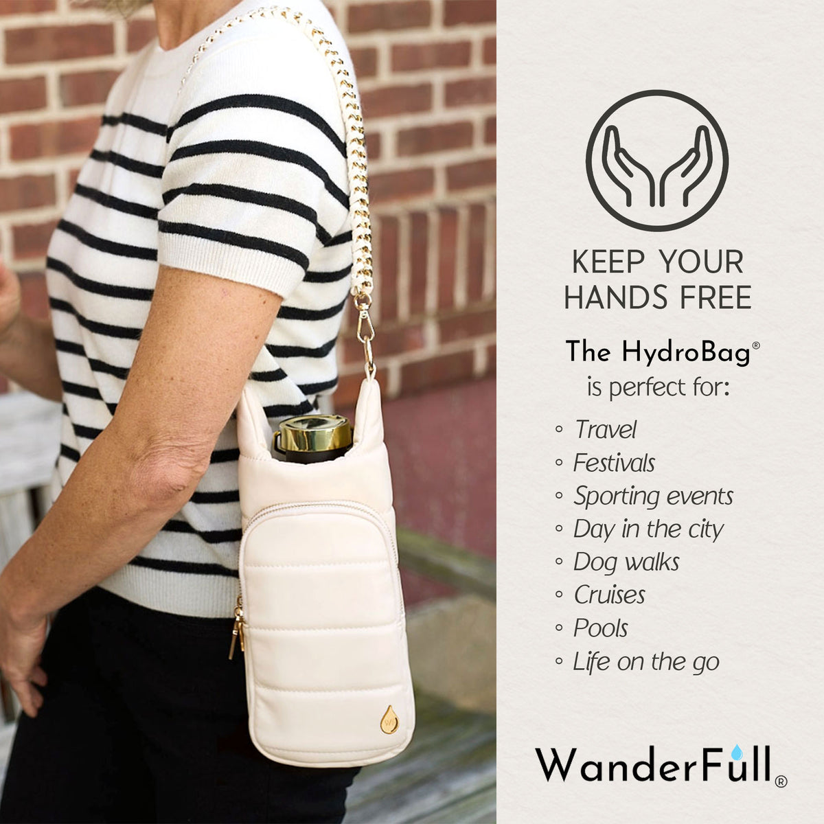Ivory Vegan Leather HydroBag® with Strap Bundle Oprah's Favorite Things