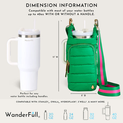 HydroBag® HANDLE®- Kelly Green with Pink and Green Striped Strap