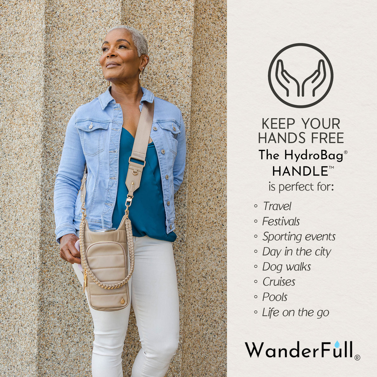 HydroBag® HANDLE®- Taupe Vegan Leather with Strap Bundle