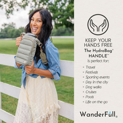 HydroBag® HANDLE® - Sage Green with Solid Vegan Leather Trimmed Strap