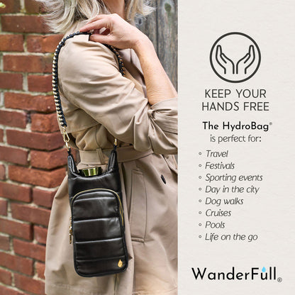 Black Vegan Leather HydroBag® with Strap Bundle