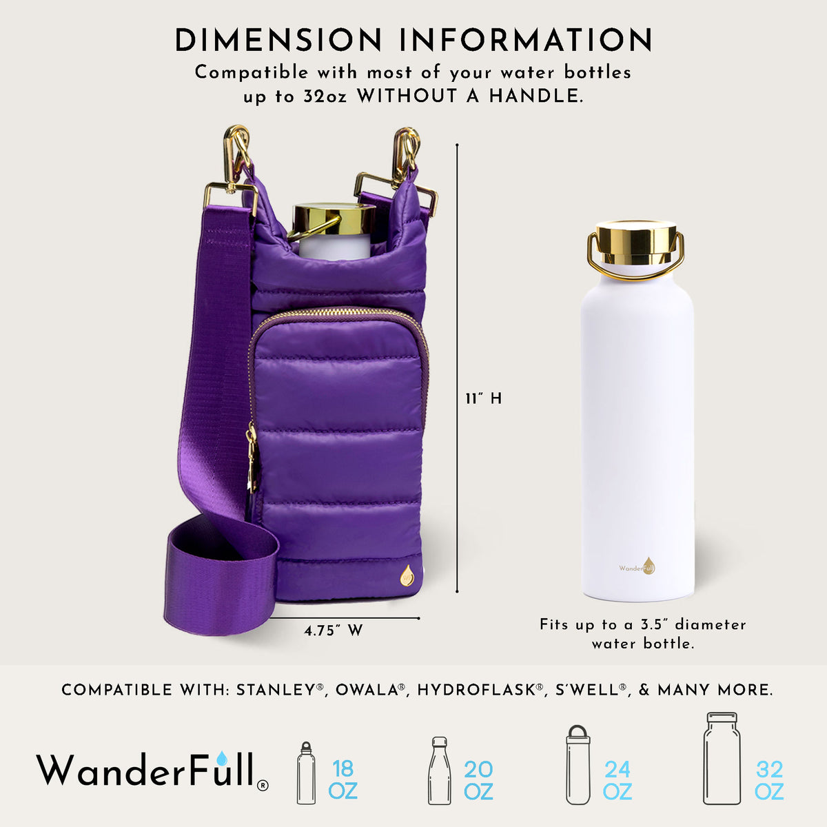 Deep Violet Matte HydroBag® with Matching Solid Strap