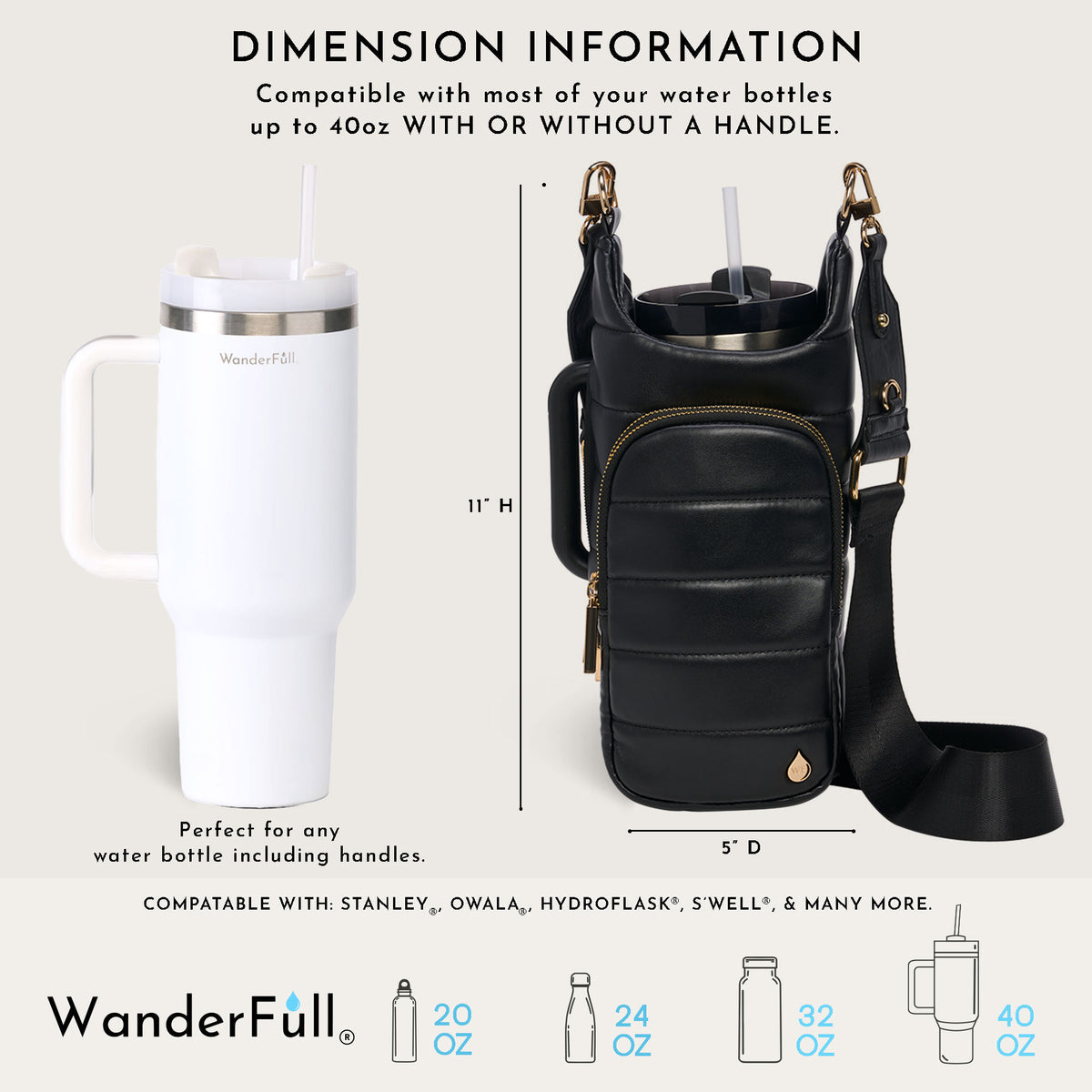 HydroBag® HANDLE®- Black Vegan Leather with Strap Bundle