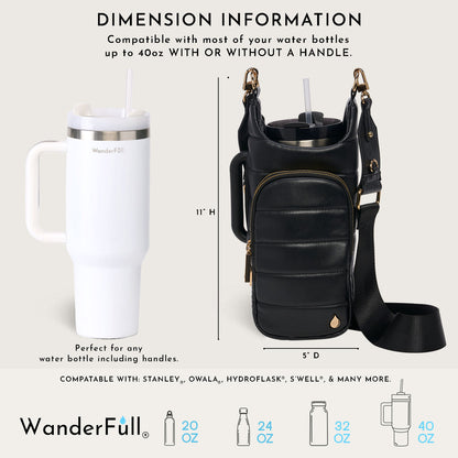 HydroBag® HANDLE®- Black Vegan Leather with Strap Bundle