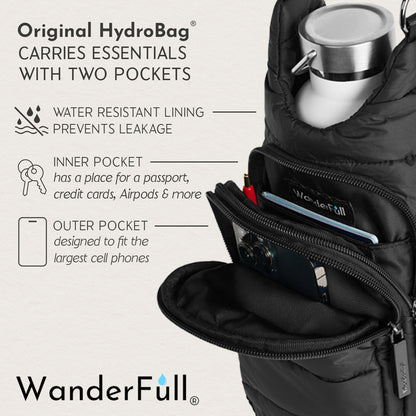Black Vegan Leather HydroBag® with Strap Bundle