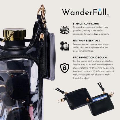 Clear HydroBag® Stadium with Black Trim and Matching RFID Pouch