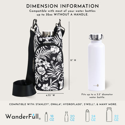 Tropical Black & White Floral Print HydroBag®